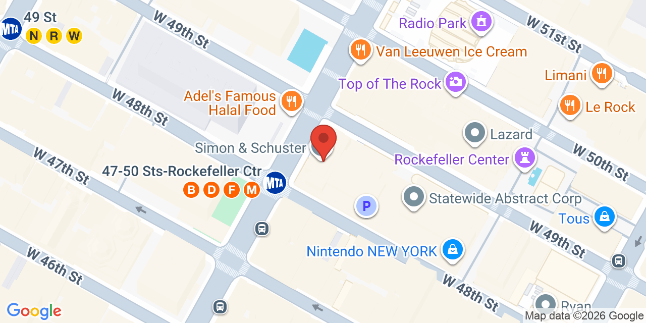 Map showing the location of 1230 6th Ave, New York, NY 10020