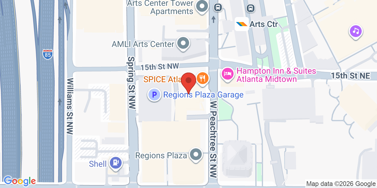 Map showing the location of 1230 W Peachtree St NE, Atlanta, GA 30309