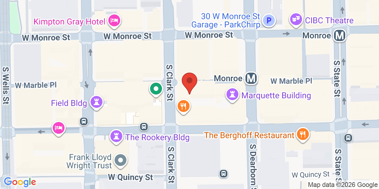 Map showing the location of 125 S Clark St, Chicago, IL 60603