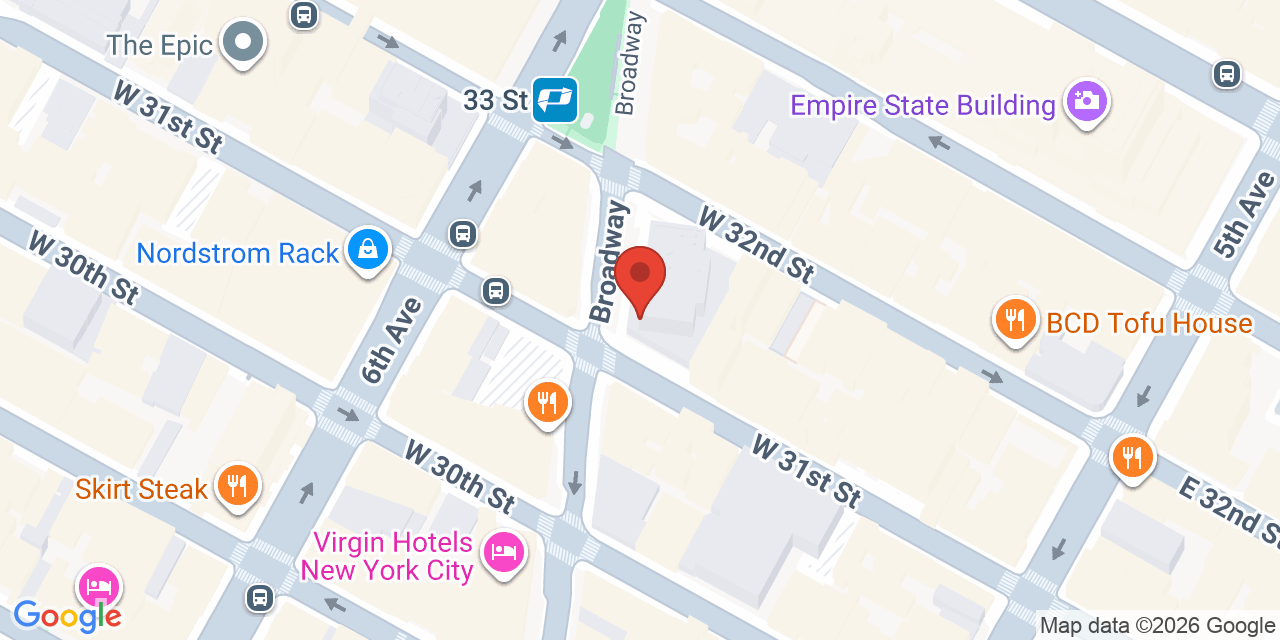 Map showing the location of 1250 Broadway, New York, NY 10001