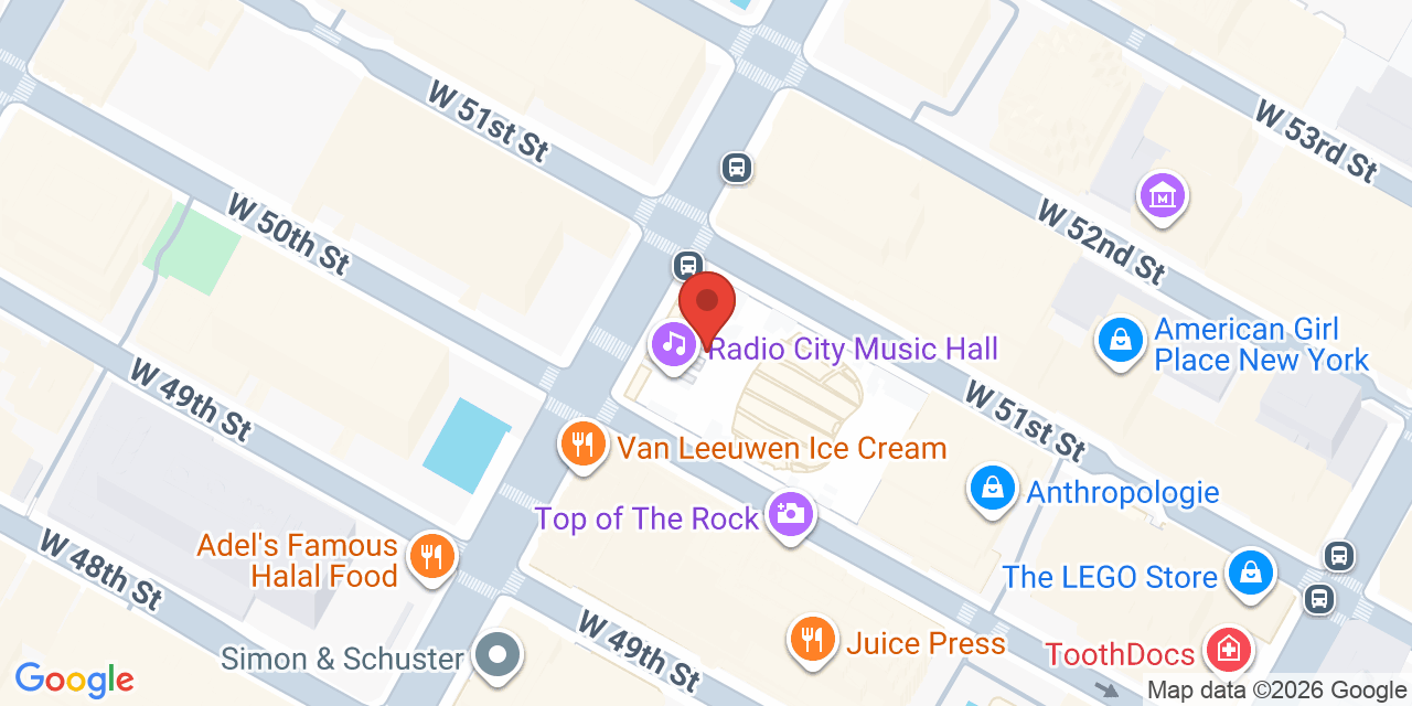Map showing the location of 1270 6th Ave, New York, NY 10020