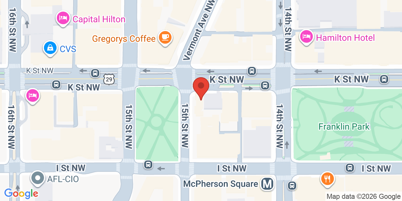 Map showing the location of 1275 K St NW, Washington, DC 20005