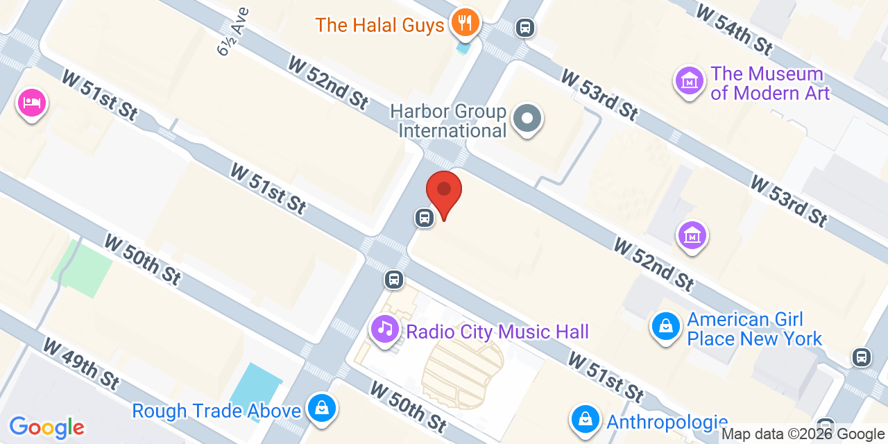 Map showing the location of 1290 6th Ave, New York, NY 10104