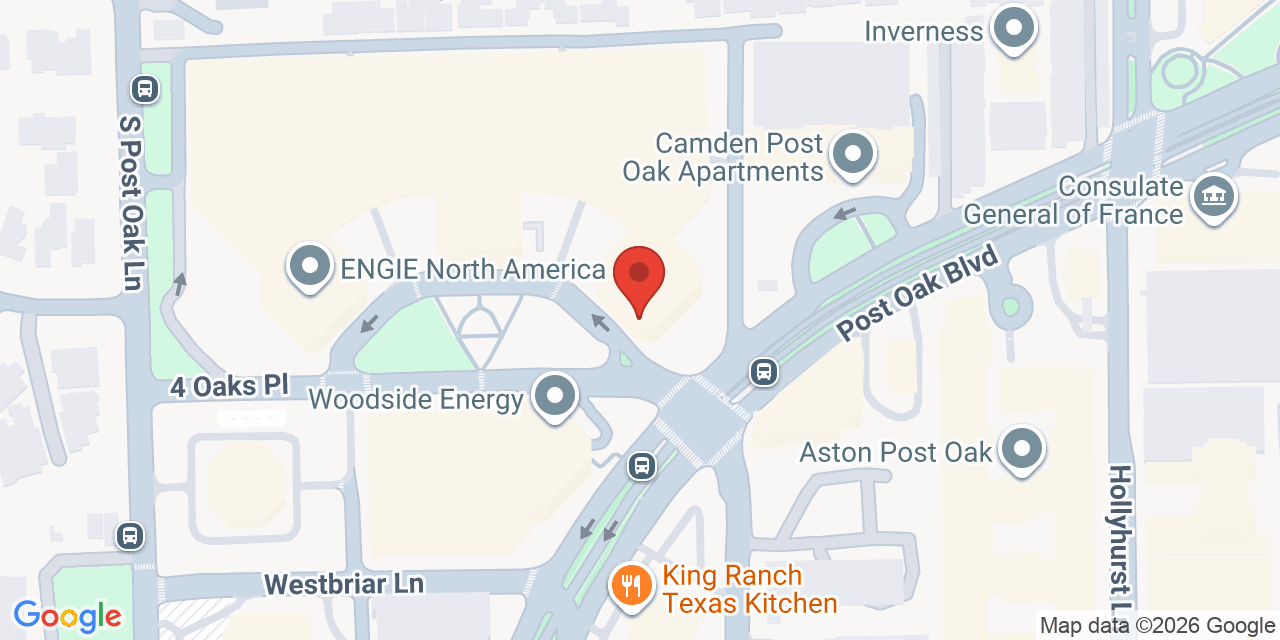 Map showing the location of 1300 Post Oak Boulevard, Houston, TX 77056