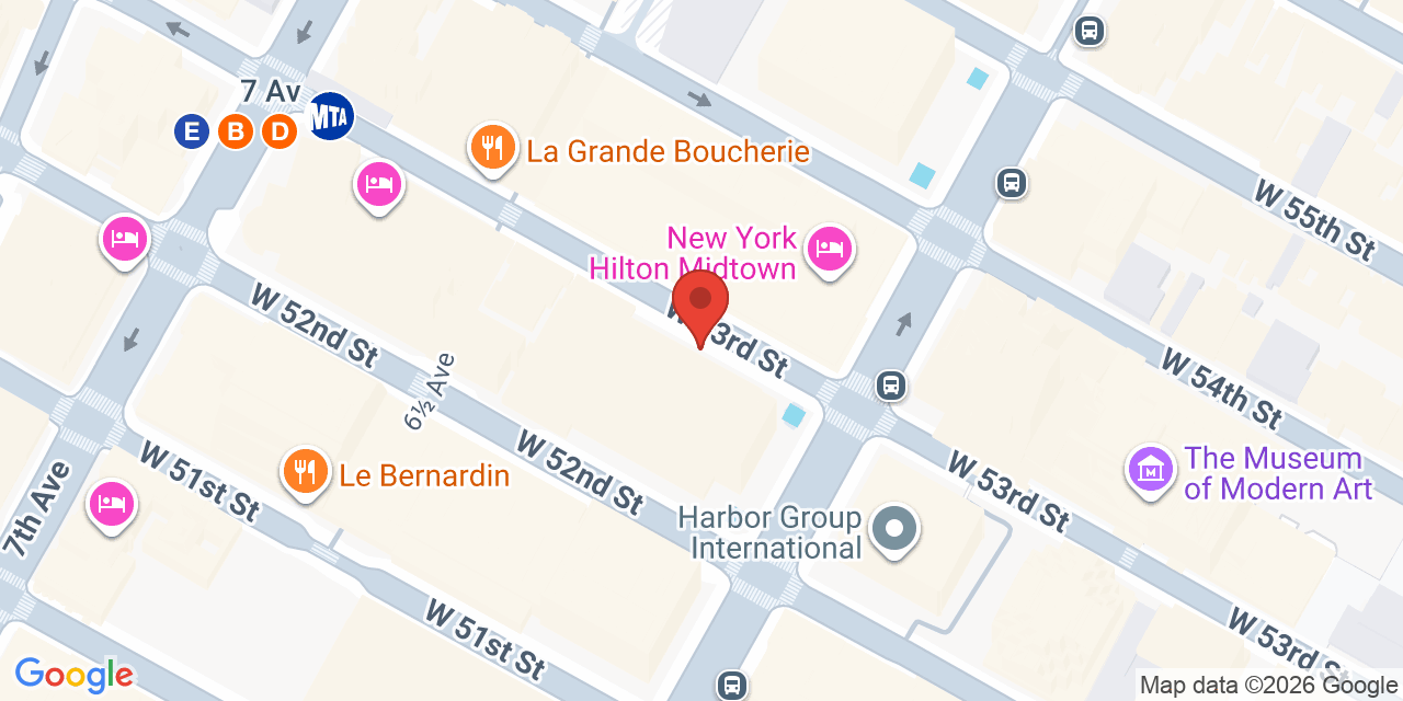 Map showing the location of 1301 Avenue of the Americas, New York, NY 10019