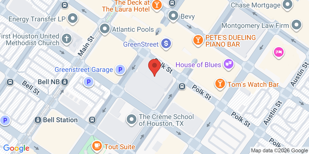 Map showing the location of 1301 Fannin Street, Houston, TX 77002