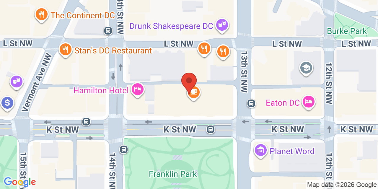 Map showing the location of 1301 K St NW, Washington, DC 20005
