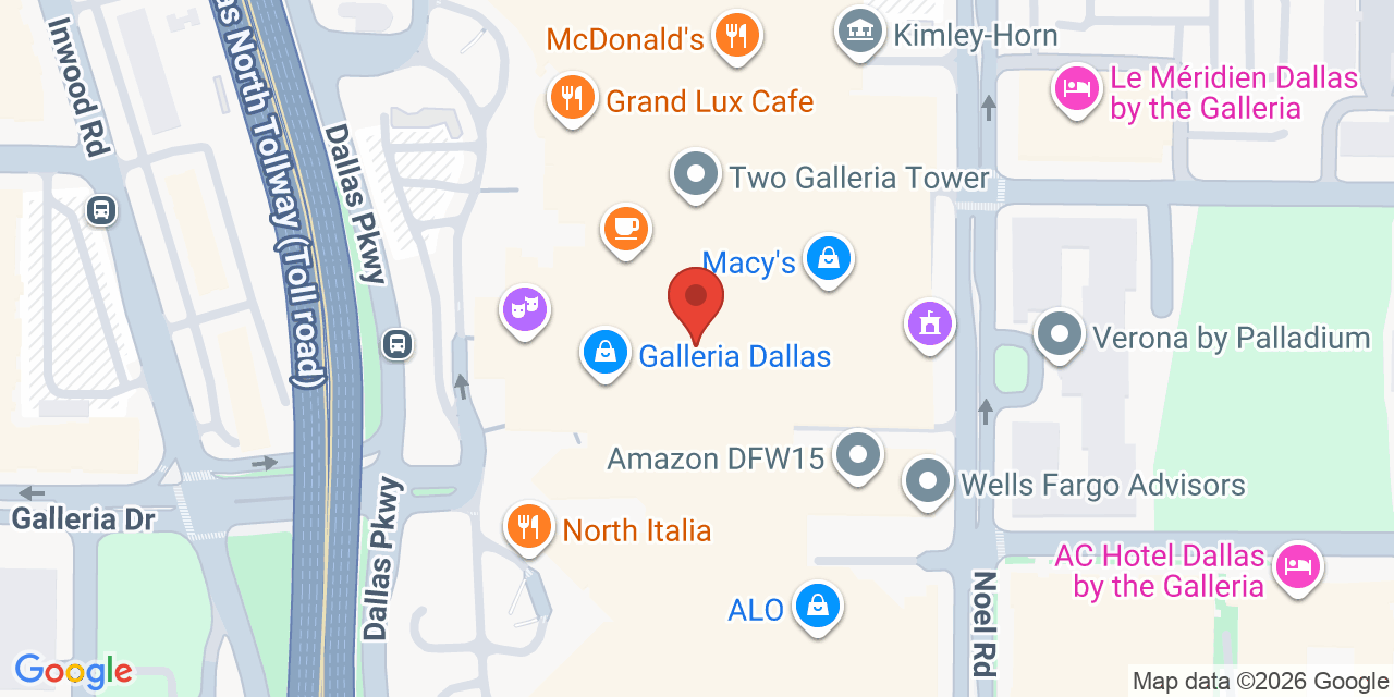 Map showing the location of 13355 Noel Rd Ste #1100, Dallas, TX 75240