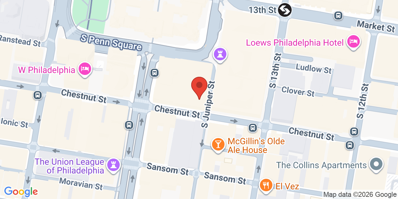 Map showing the location of 1337 Chestnut St, Philadelphia, PA 19107