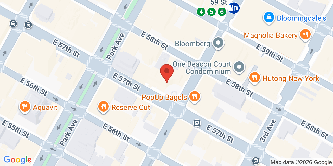 Map showing the location of 135 E 57th St, New York, NY 10022