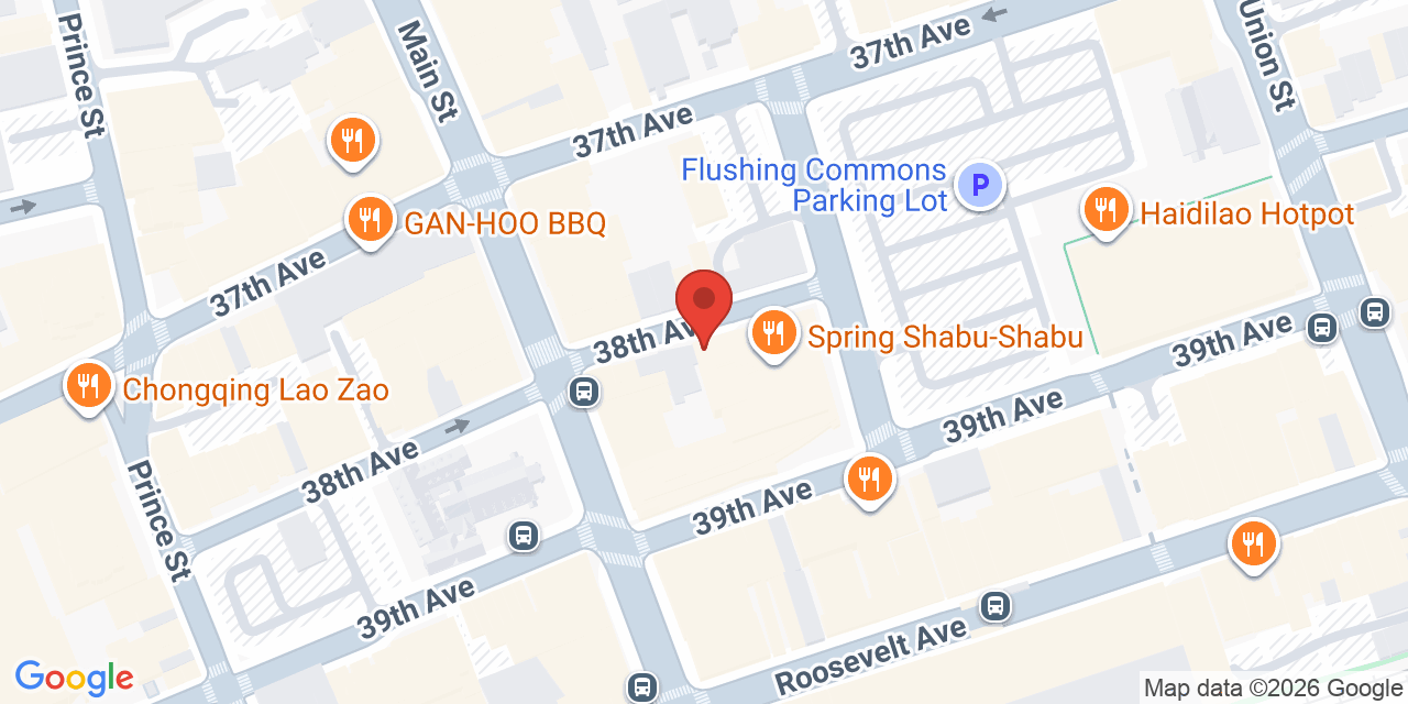 Map showing the location of 136-20 38th Ave, Flushing, NY 11354
