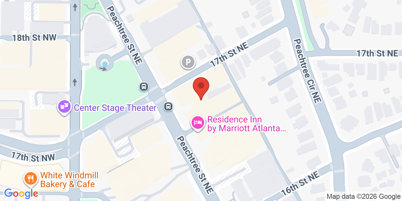 Map showing the location of 1375 Peachtree St NE, Atlanta, GA 30309