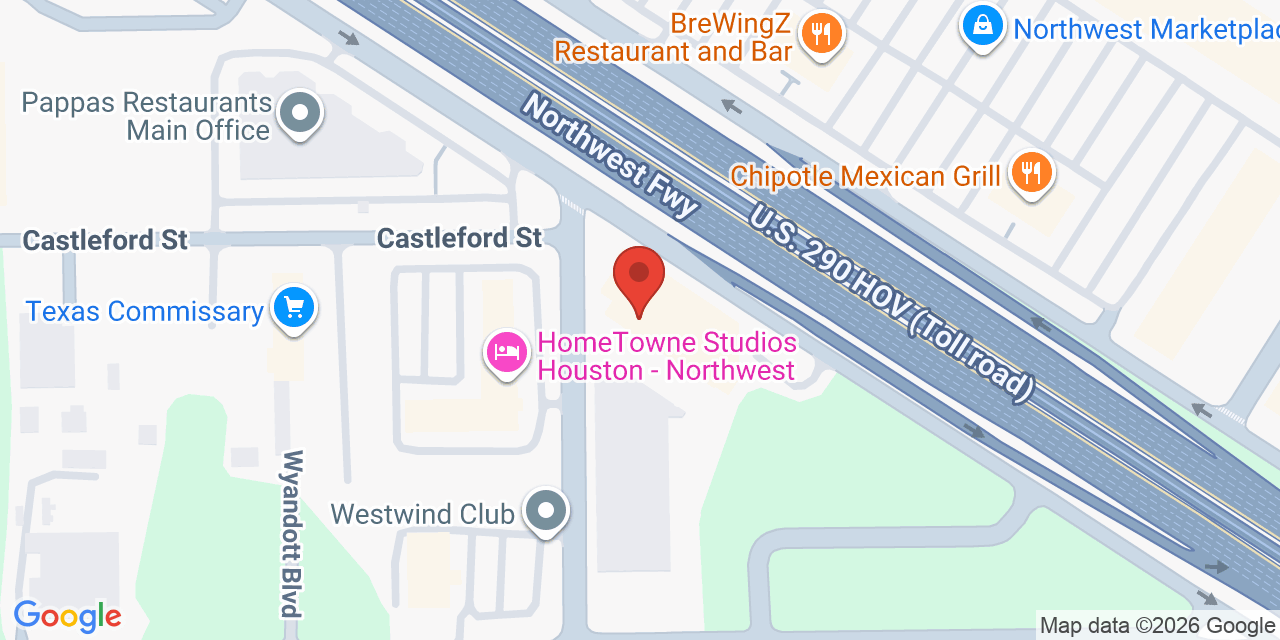 Map showing the location of 13831 Northwest Fwy, Houston, TX 77040