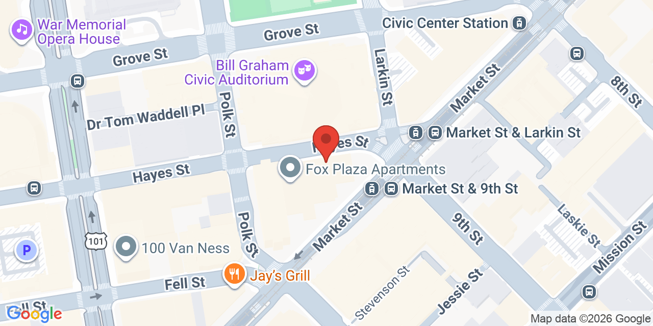 Map showing the location of 1390 Market St #200, San Francisco, CA 94102