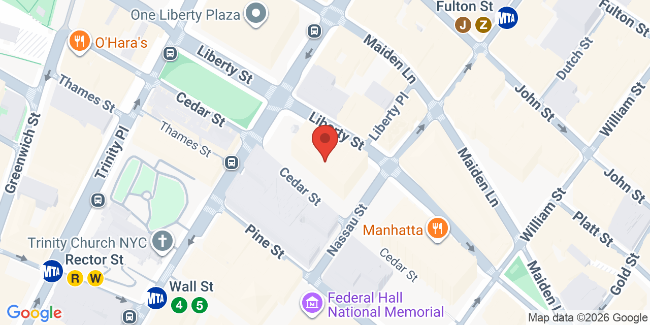Map showing the location of 140 Broadway, New York, NY 10005