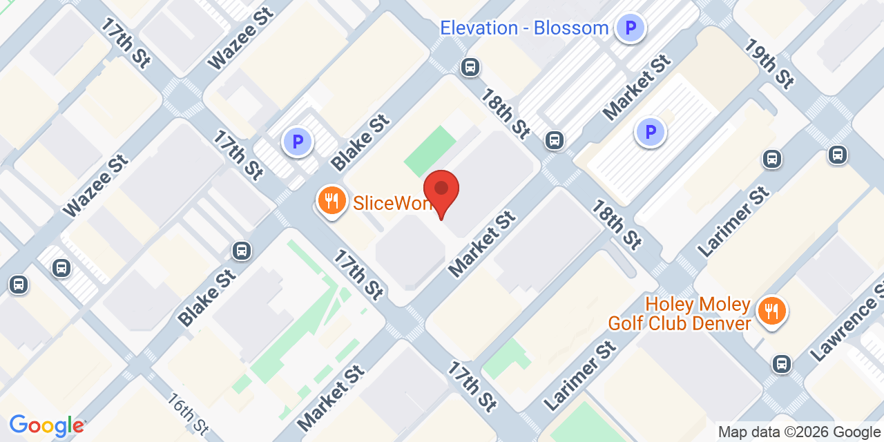 Map showing the location of 1401 17th St, Denver, CO 80202