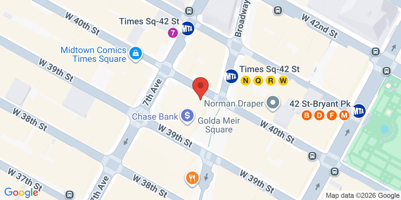 Map showing the location of 1411 Broadway, New York, NY 10018