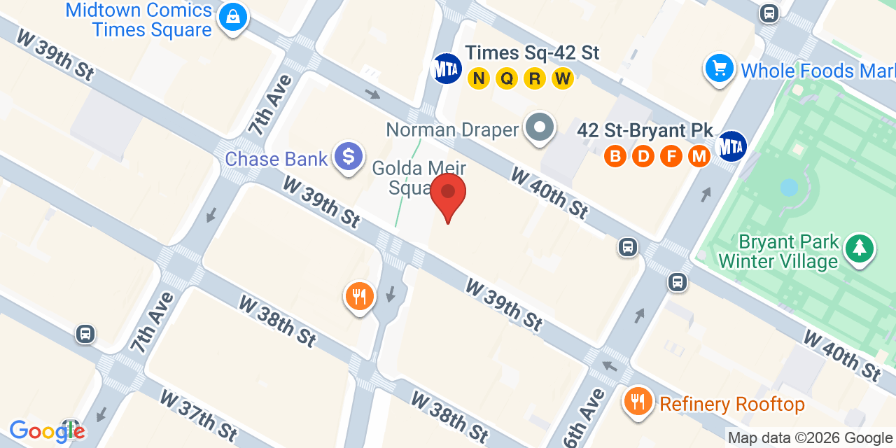 Map showing the location of 1412 Broadway, New York, NY 10018