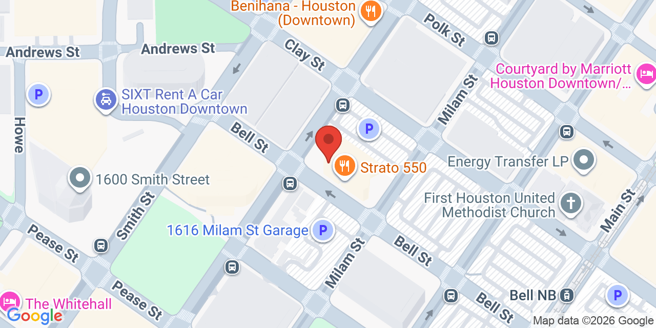 Map showing the location of 1415 Louisiana St, Houston, TX 77002