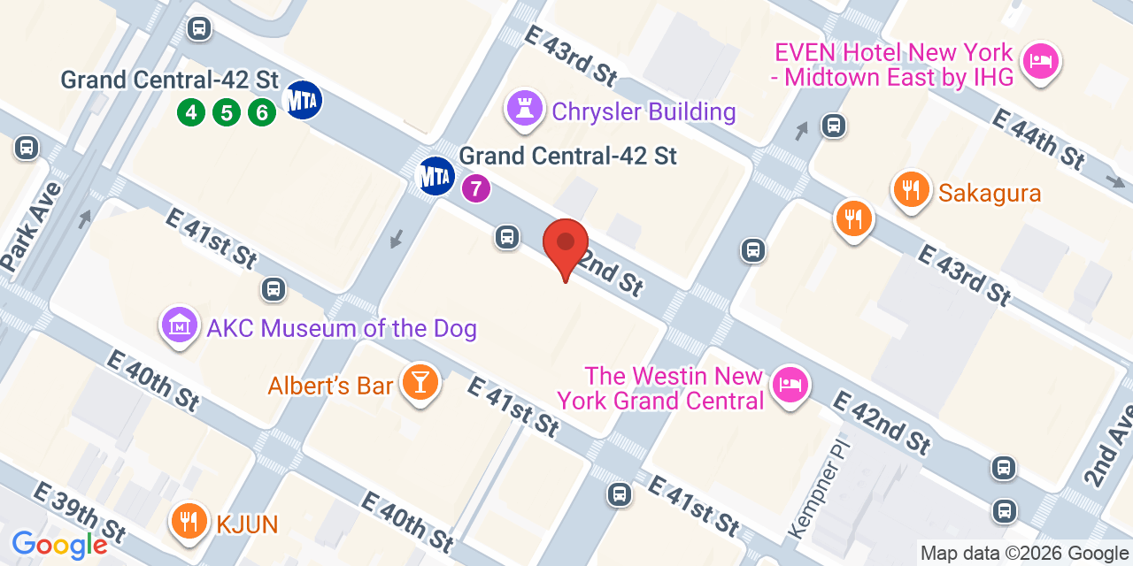 Map showing the location of 150 E 42nd St, New York, NY 10017