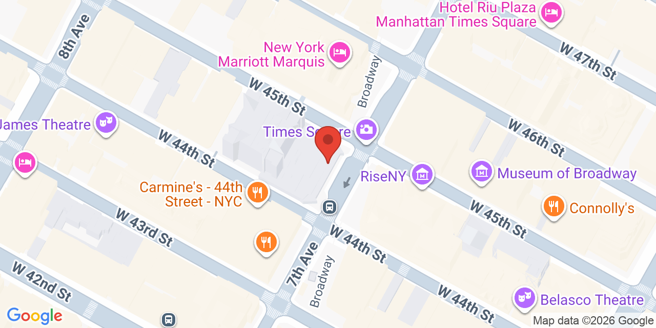 Map showing the location of 1515 Broadway, New York, NY 10036