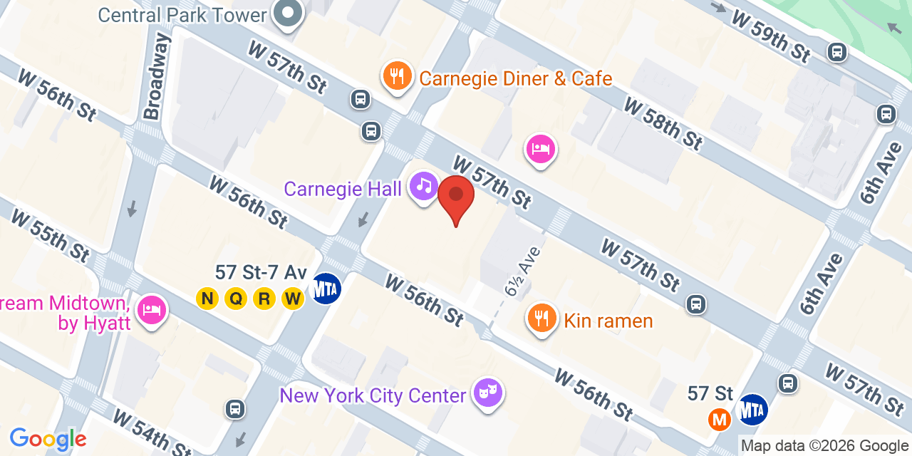 Map showing the location of 152 W 57th St, New York, NY 10019
