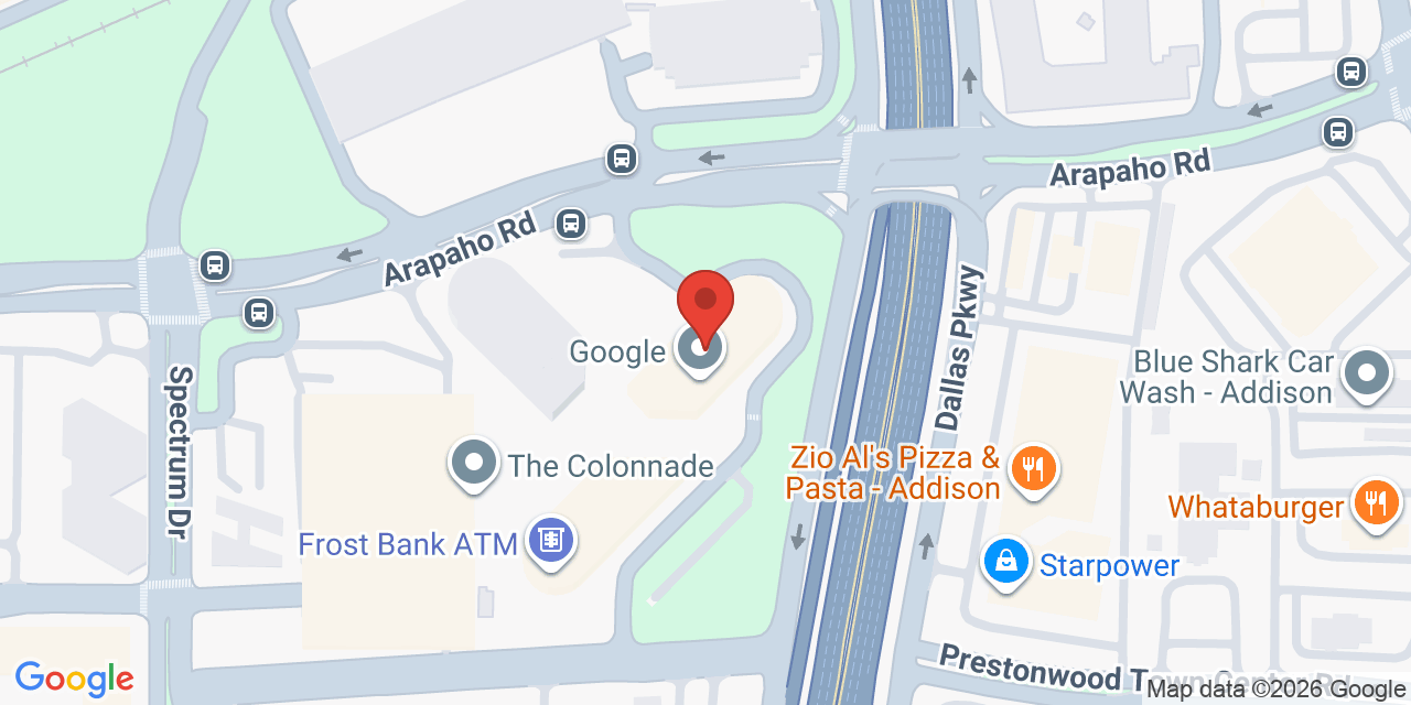 Map showing the location of 15303 Dallas Pkwy, Addison, TX 75001