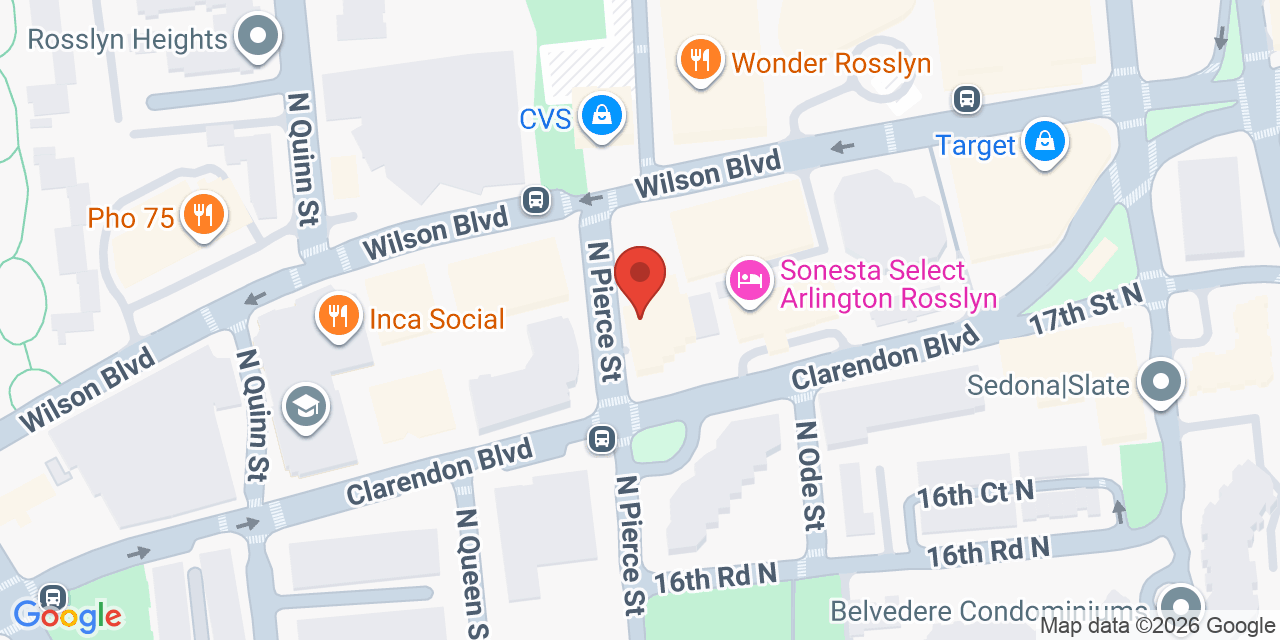 Map showing the location of 1560 Wilson Blvd, Arlington, VA 22209