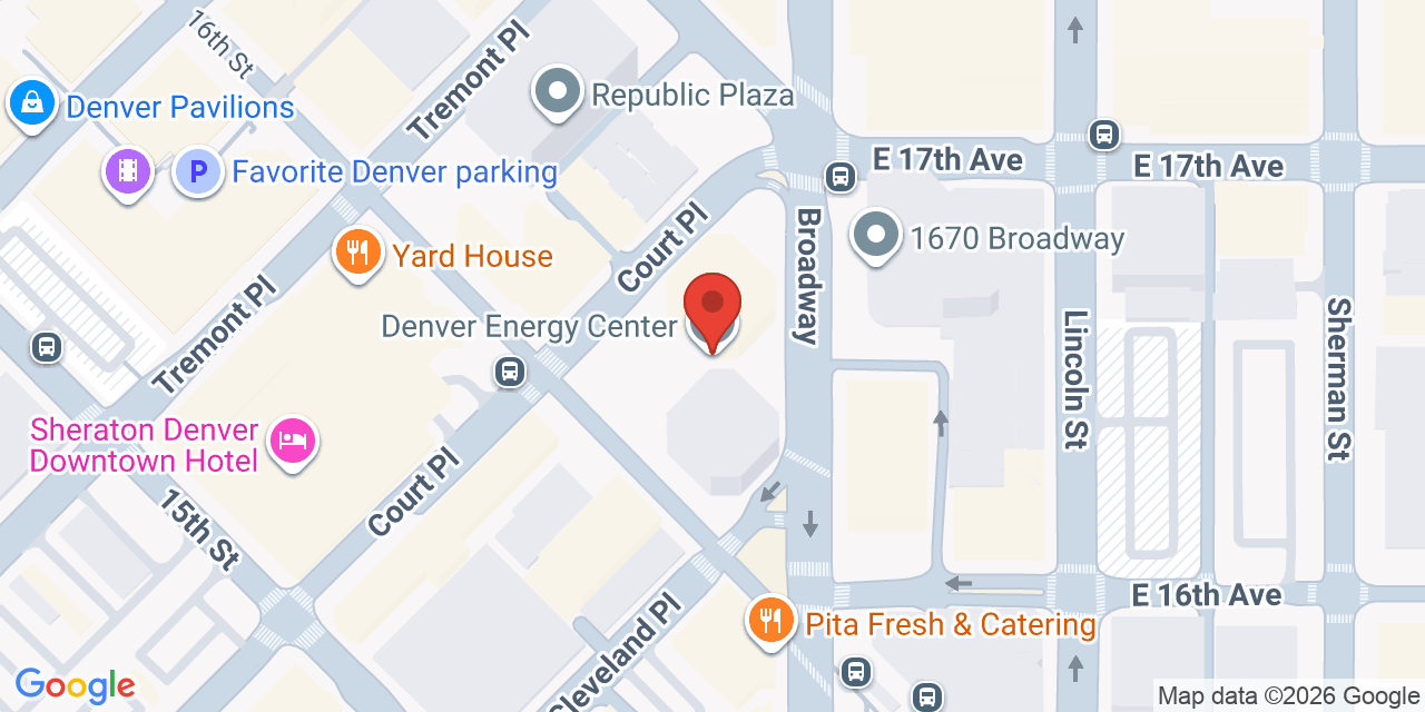 Map showing the location of 1625 Broadway, Denver, CO 80202