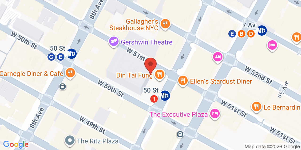 Map showing the location of 1633 Broadway, New York, NY 10019