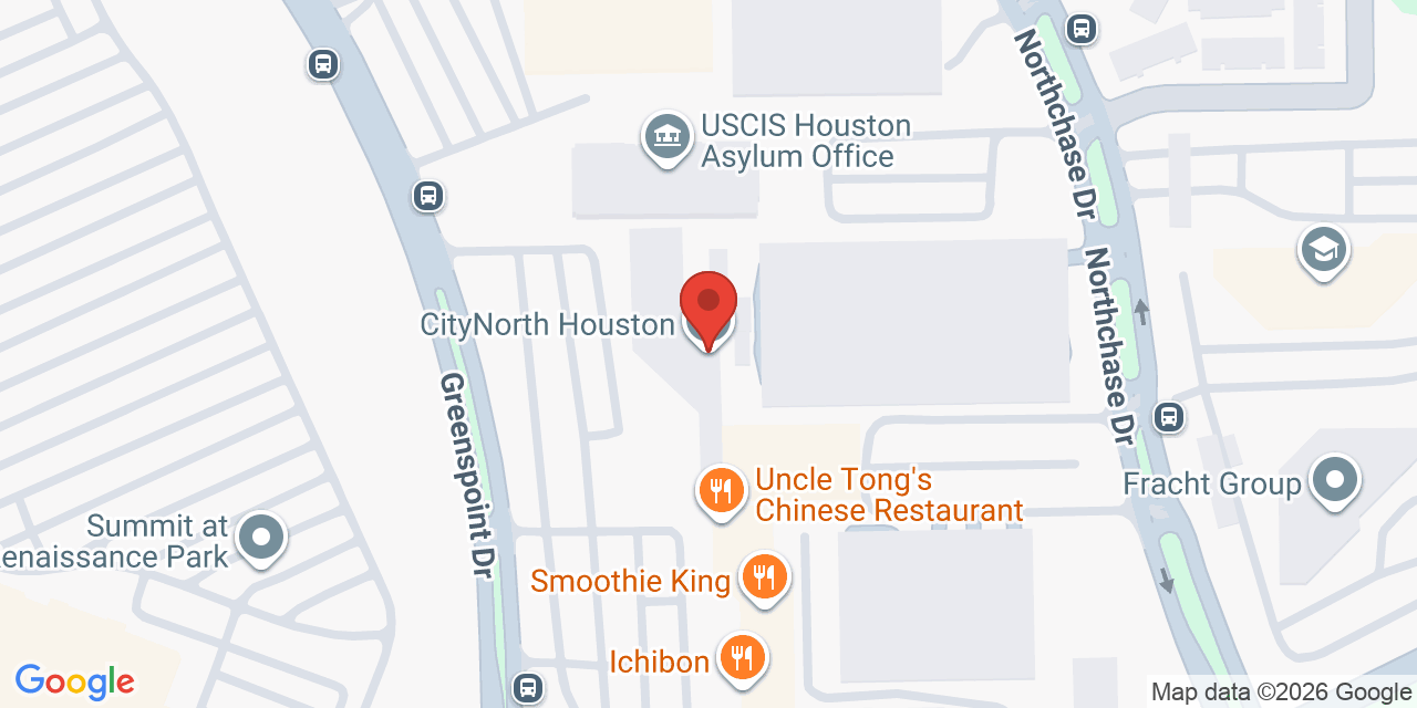 Map showing the location of 16945 Northchase Dr, Houston, TX 77060