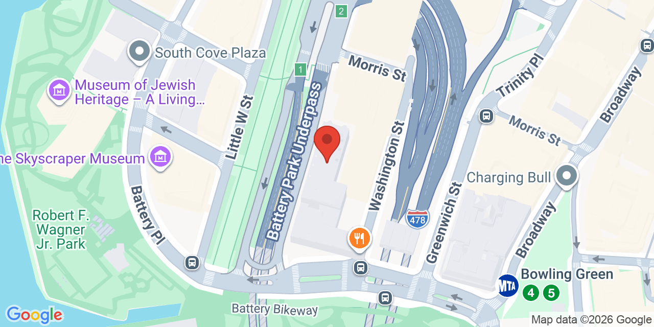 Map showing the location of 17 Battery Pl, New York, NY 10004