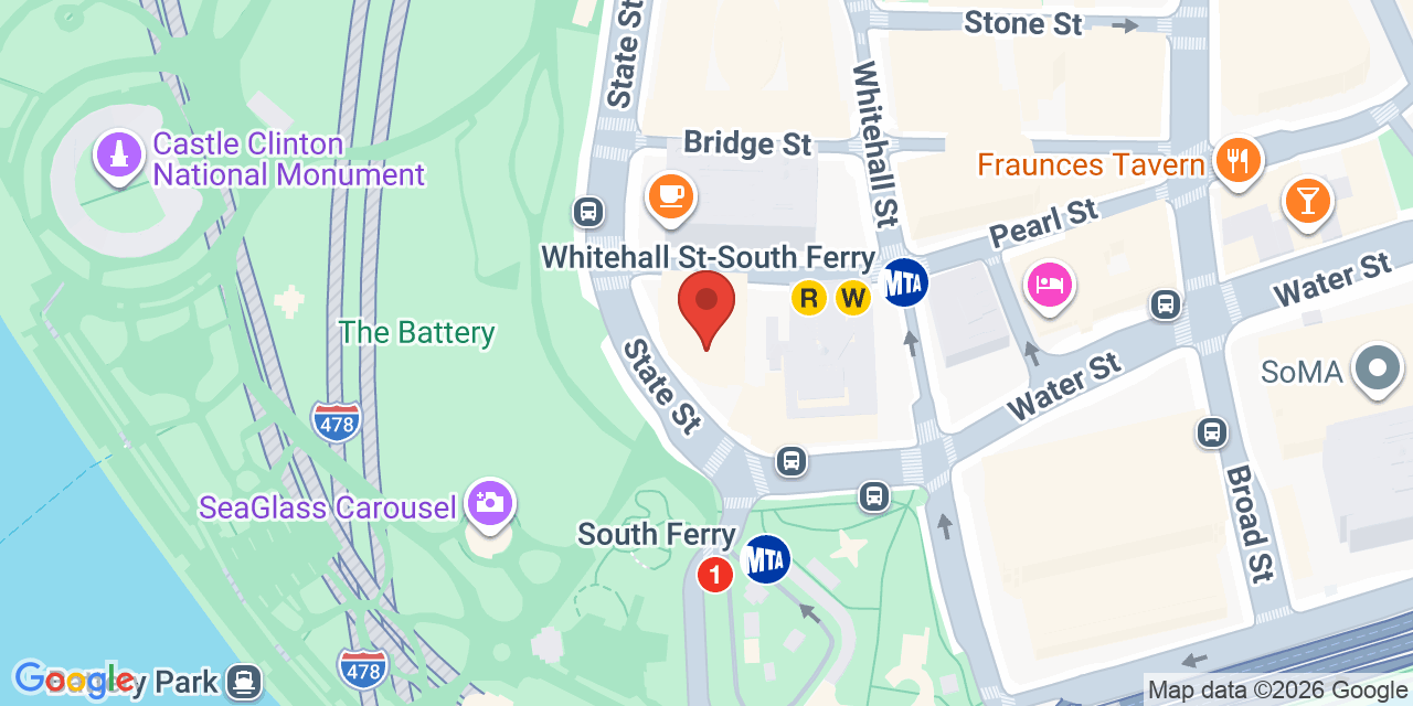 Map showing the location of 17 State St, New York, NY 10004