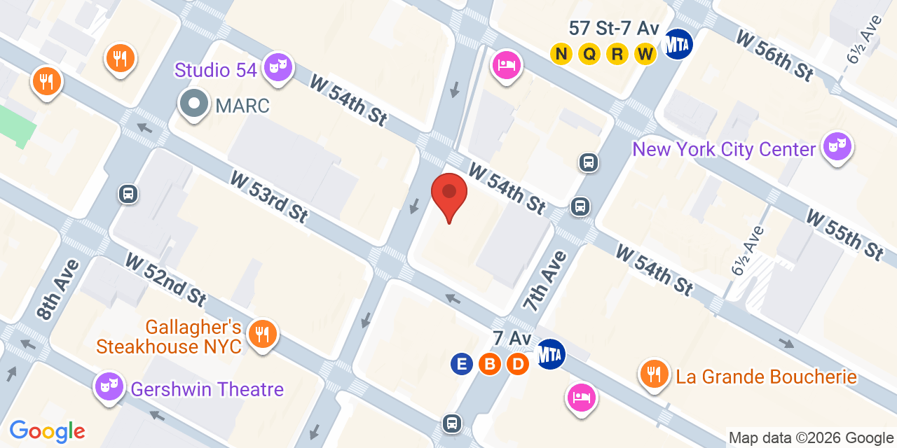 Map showing the location of 1700 Broadway, New York, NY 10019