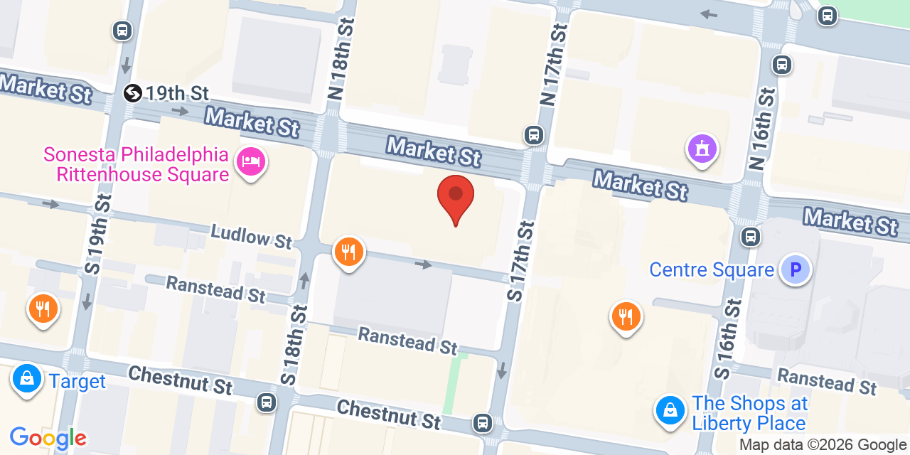 Map showing the location of 1700 Market St Suite 1005, Philadelphia, PA 19103
