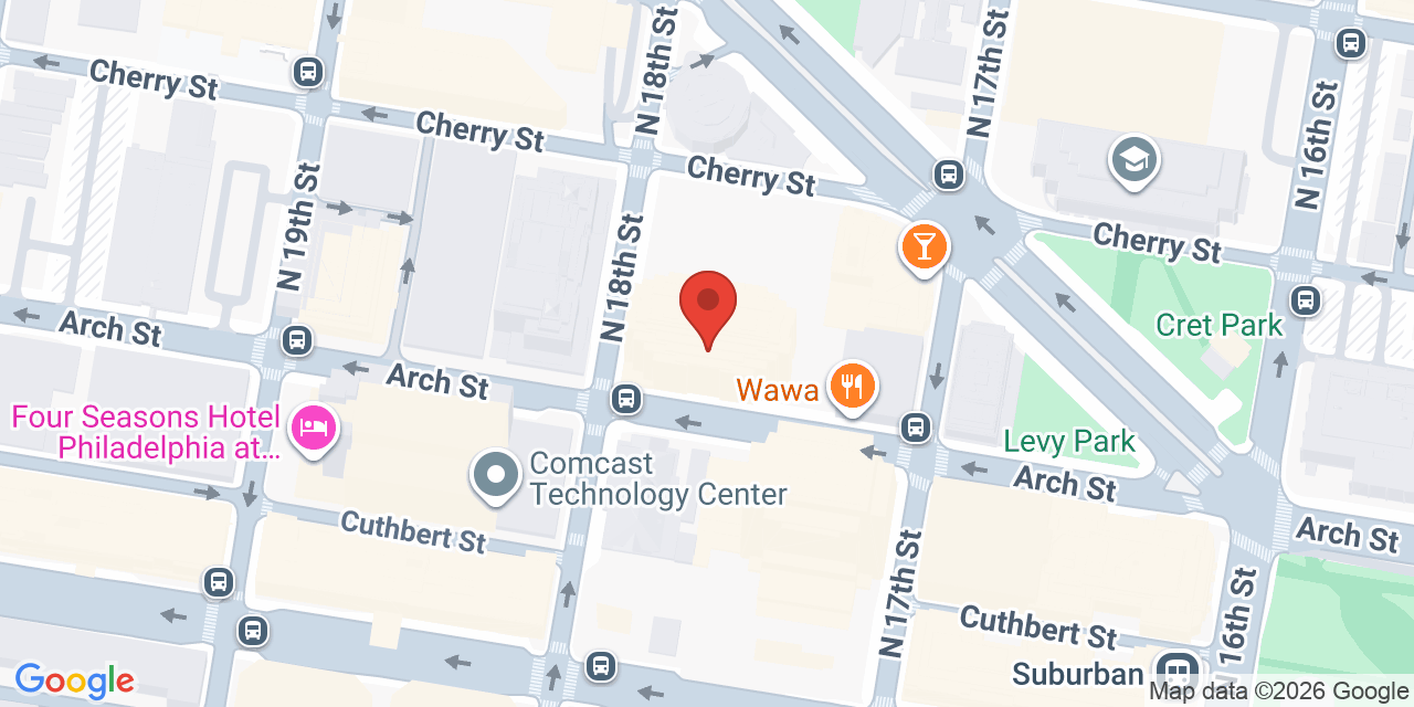 Map showing the location of 1717 Arch St, Philadelphia, PA 19103