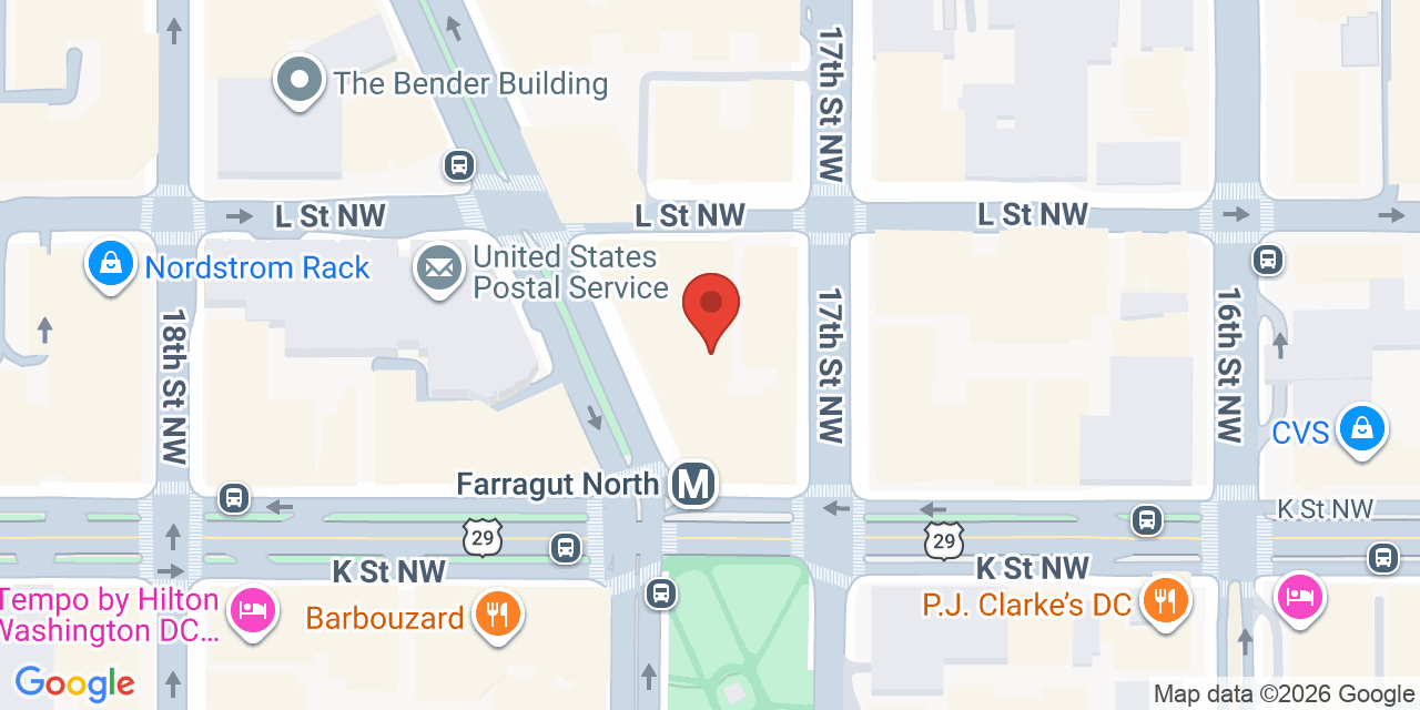 Map showing the location of 1730 M Street Northwest, Washington, DC 20036