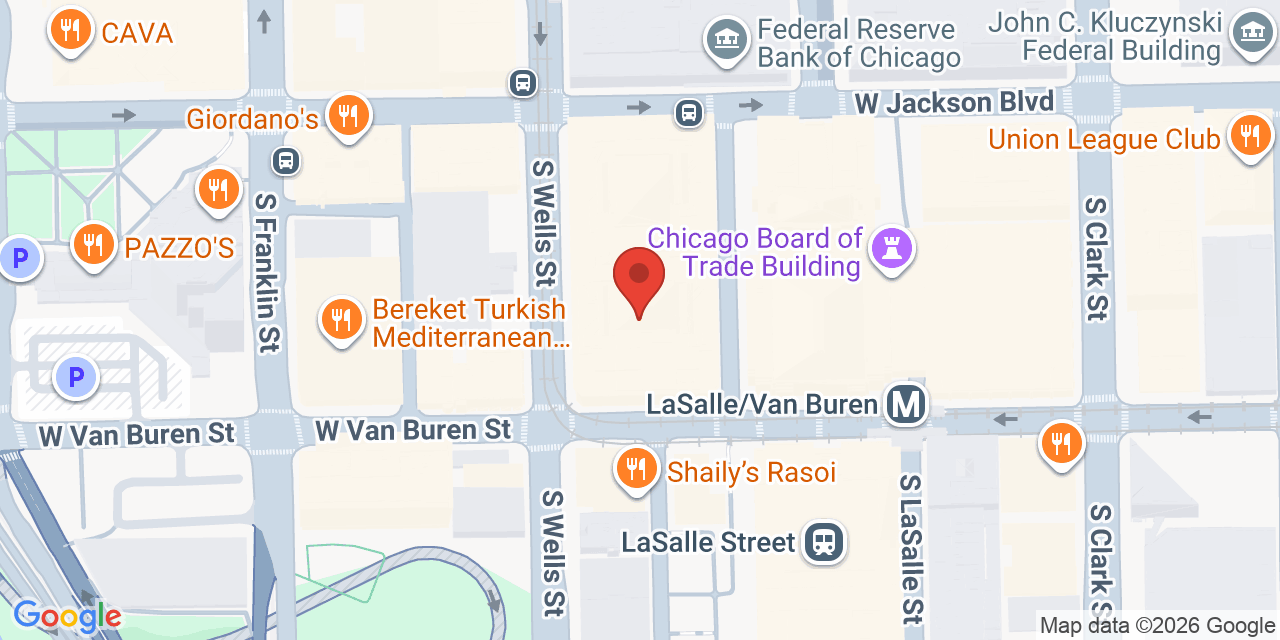 Map showing the location of 175 W Jackson Blvd, Chicago, IL 60604