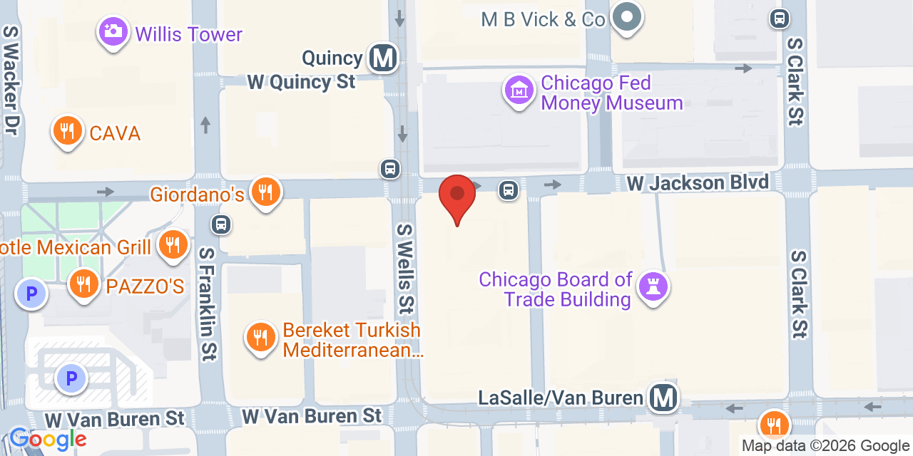 Map showing the location of 175 West Jackson Boulevard, Chicago, IL 60604