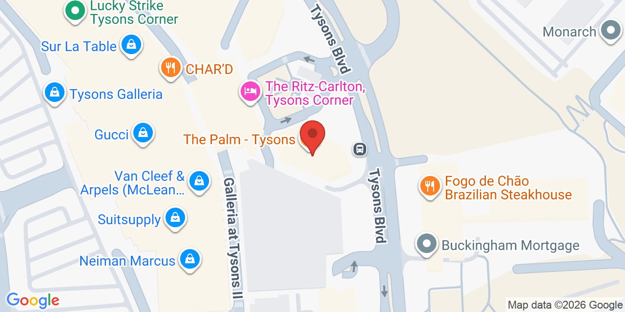 Map showing the location of 1750 Tysons Blvd Ste 1500, McLean, VA 22102