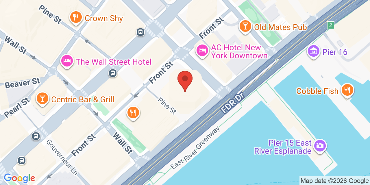Map showing the location of 180 Maiden Ln, New York, NY 10038