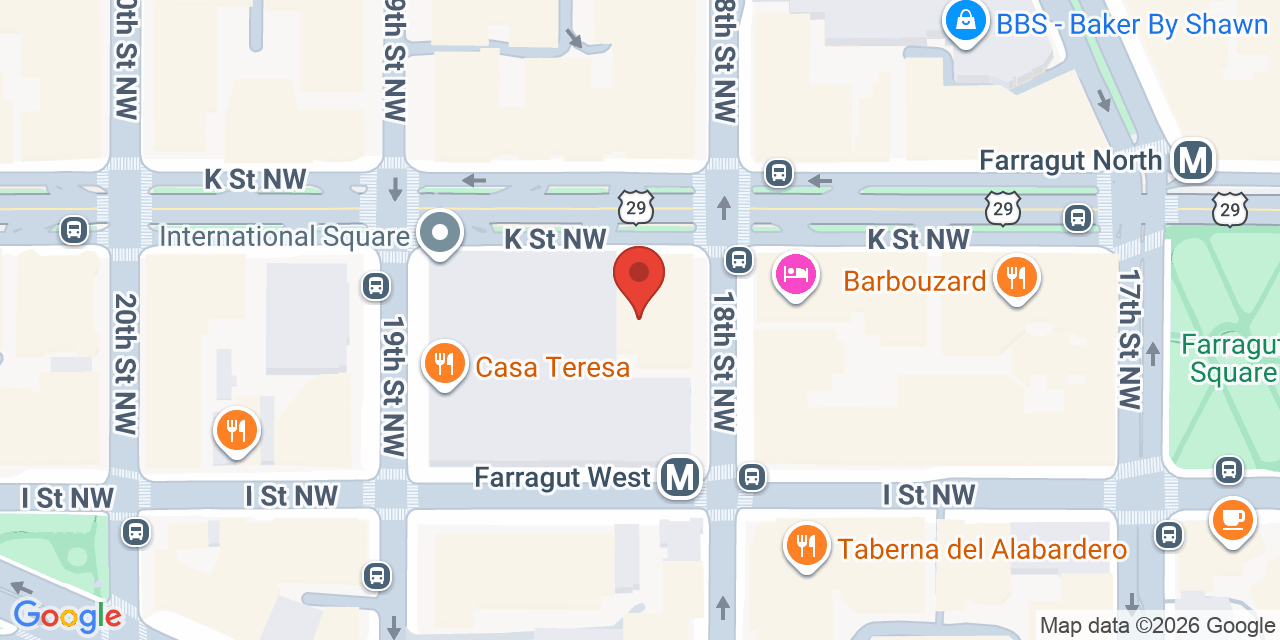 Map showing the location of 1800 K Street Northwest, Washington, DC 20006