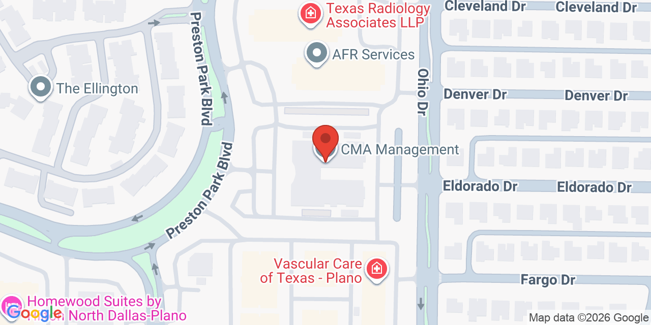 Map showing the location of 1800 Preston Park Blvd, Plano, TX 75093