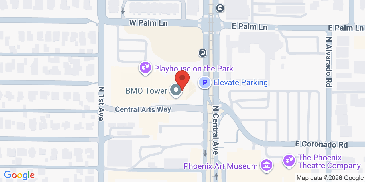 Map showing the location of 1850 N Central Ave # 1600, Phoenix, AZ 85004