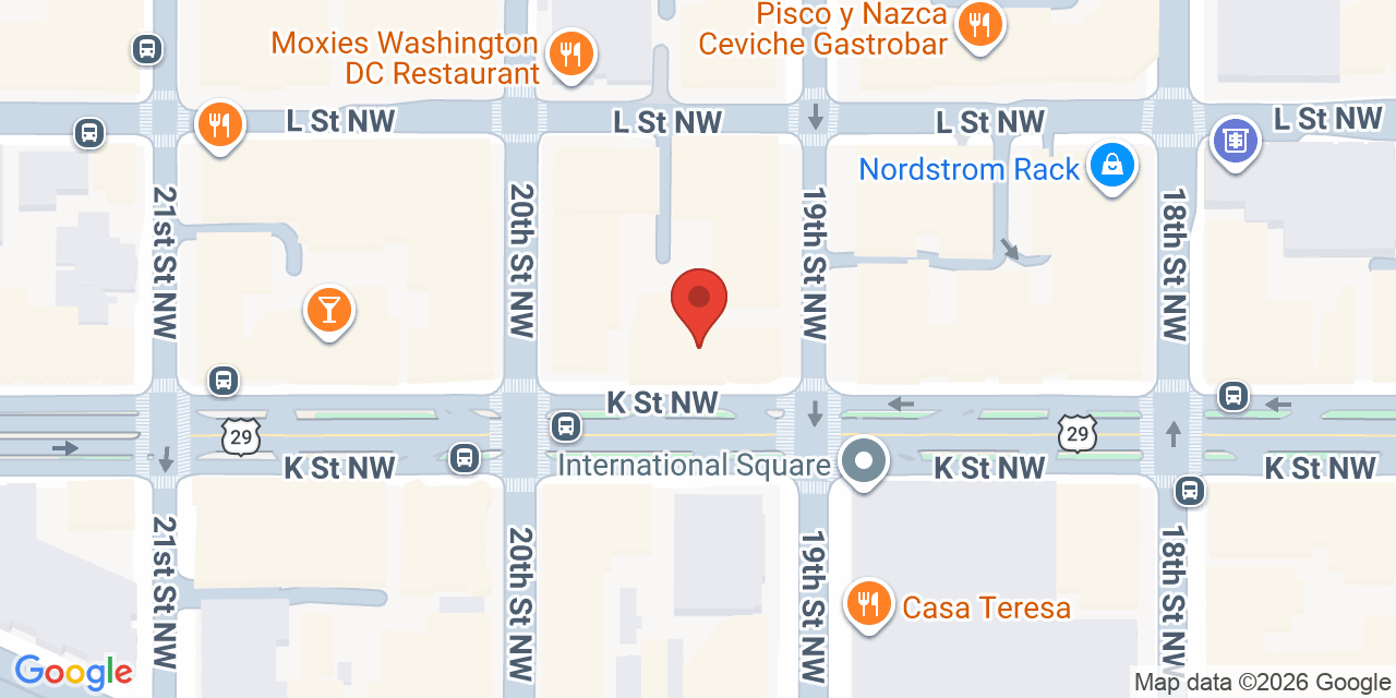 Map showing the location of 1909 K Street Northwest, Washington, DC 20006