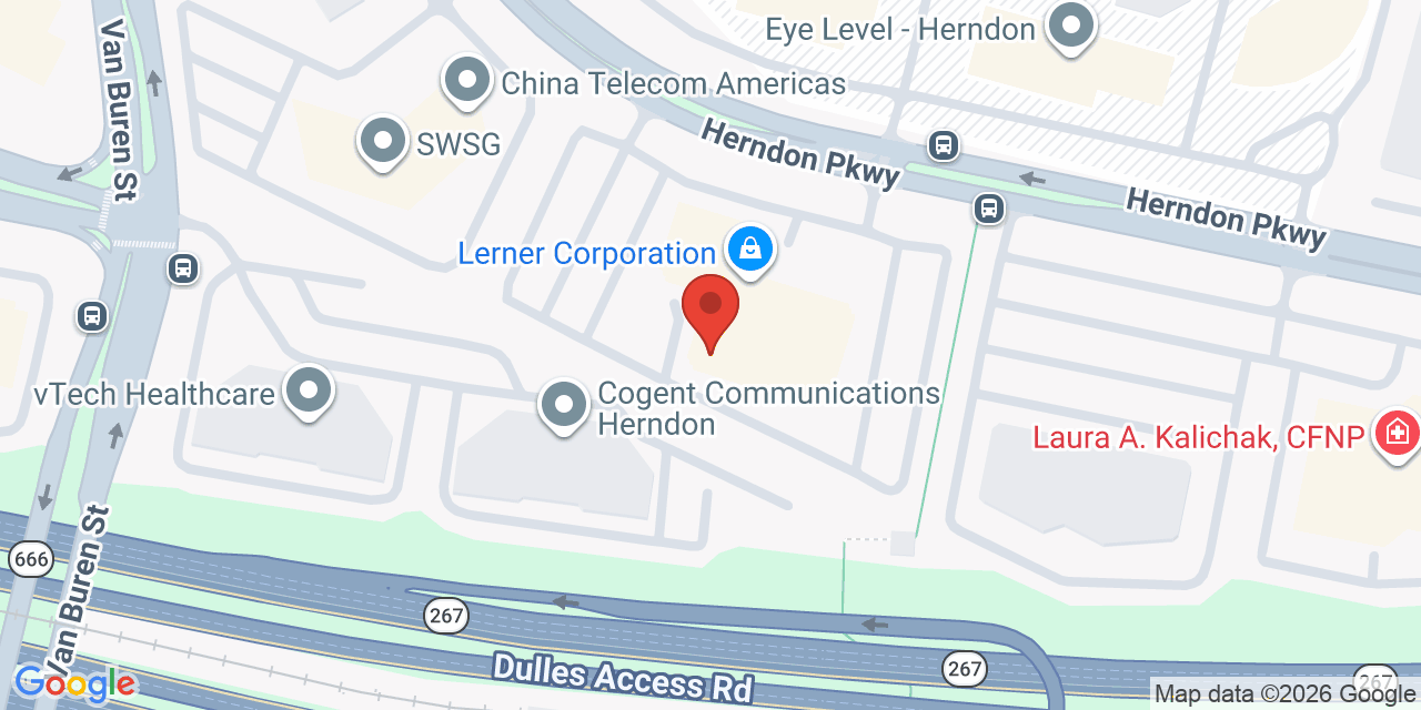 Map showing the location of 198 Van Buren St #110, Herndon, VA 20170