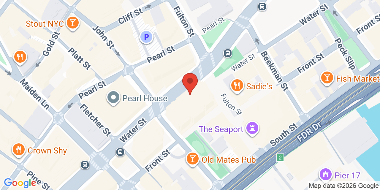 Map showing the location of 199 Water St, New York, NY 10038