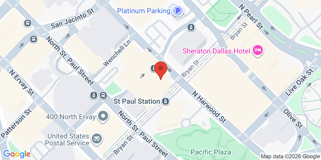 Map showing the location of 1999 Bryan St, Dallas, TX 75201