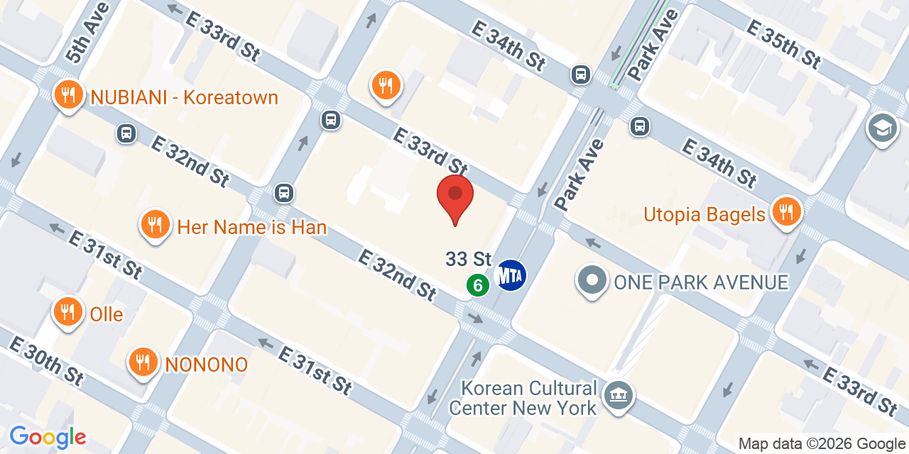 Map showing the location of 2 Park Avenue, New York, NY 10016