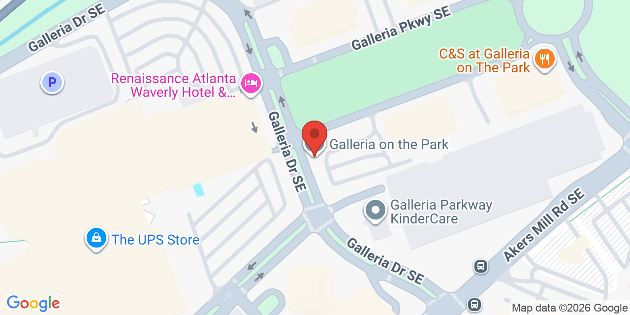 Map showing the location of 200 Galleria Parkway Southeast, Atlanta, GA 30339